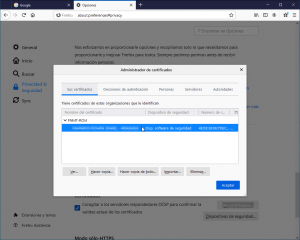 Como instalar el certificado digital en Mozilla Firefox - Certificado instalado