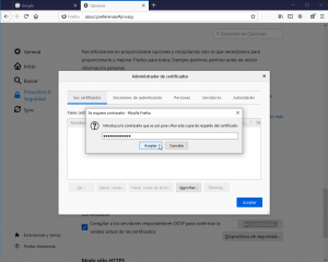 Como instalar el certificado digital en Mozilla Firefox - Introducir contraseña